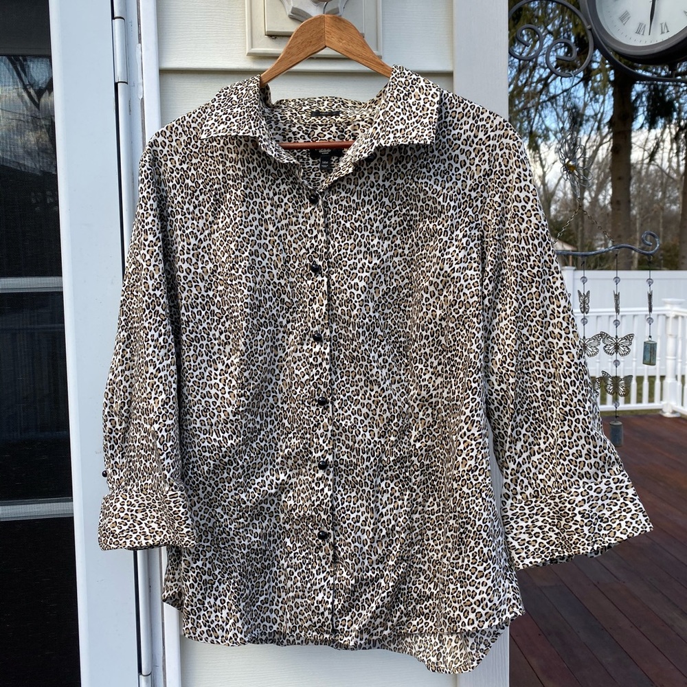 Talbots Leopard Print Button Up Blouse - image 1